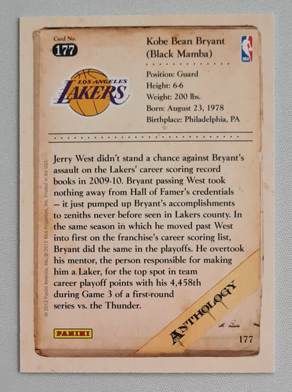 Kobe Bean Bryant - 2012 Panini Anthology NBA Basketball L.A. Lakers #177