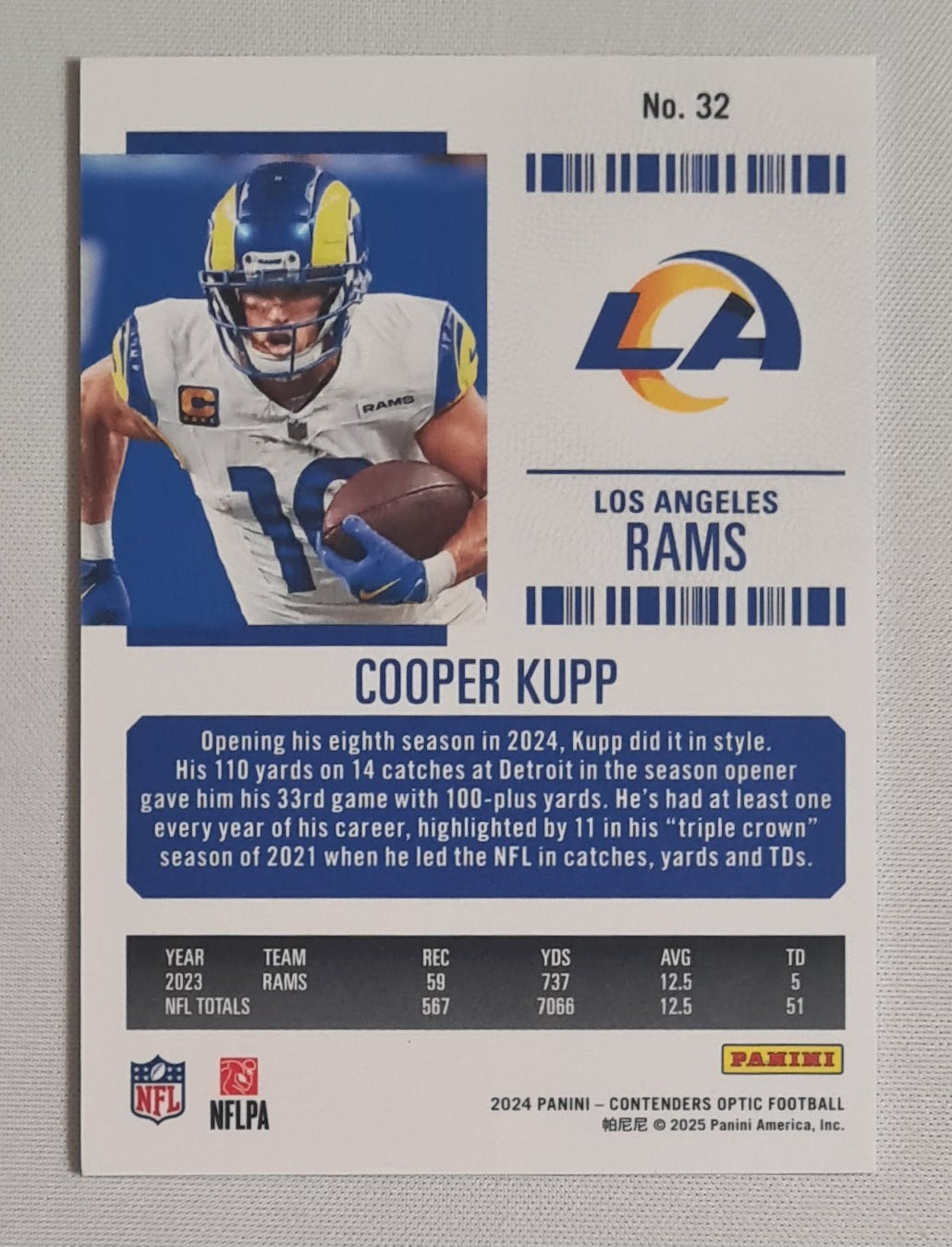 Cooper Kupp - 2024 Panini Contenders Optic Football NFL L.A. Rams Season Ticket #32