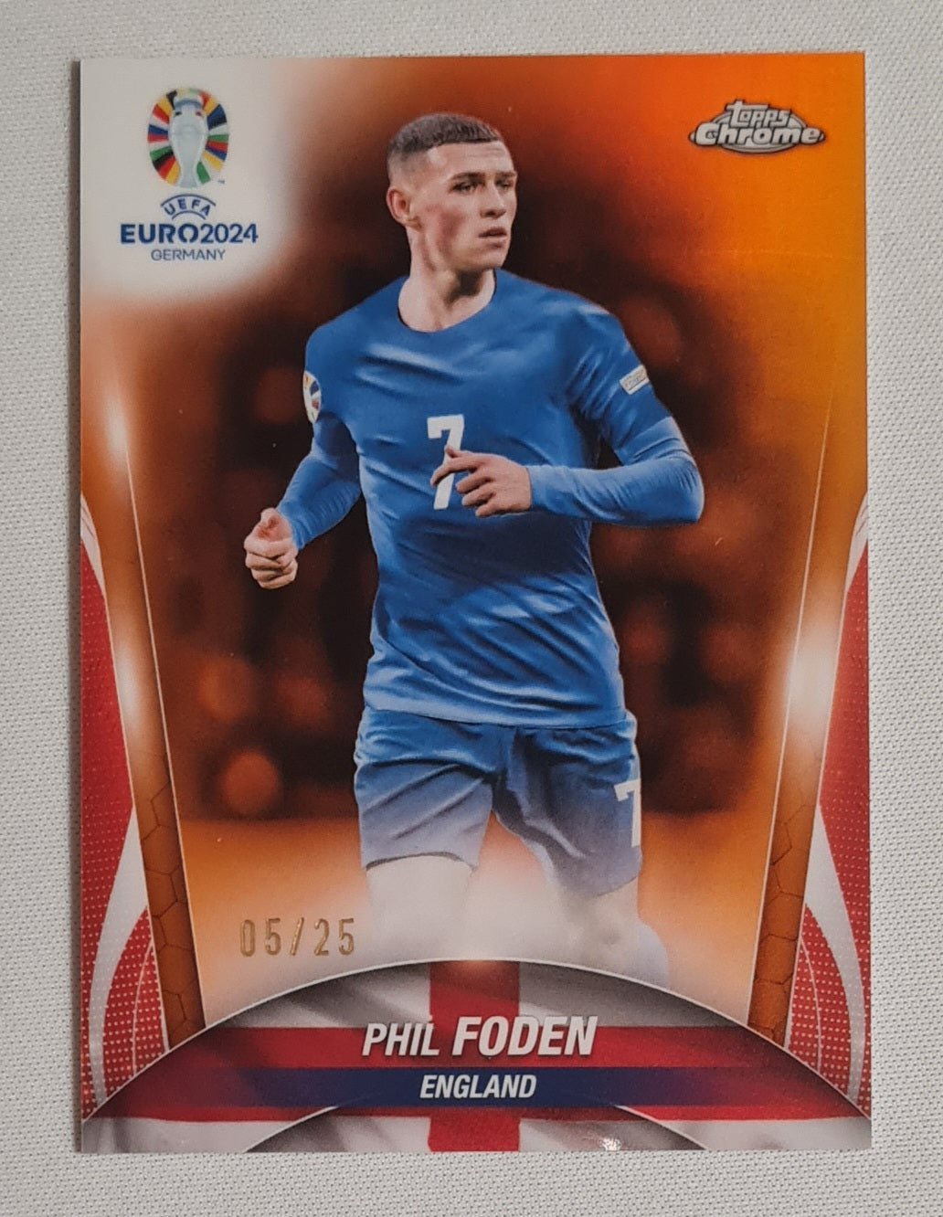 Phil Foden - 2024 Topps Chrome UEFA Euro 2024 Germany National Team England #128 Orange /25