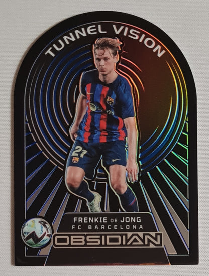Frenkie de Jong - 2022/23 Panini Obsidian - Tunnel Vision - Soccer FC Barcelona #6 Die Cut Etch Blue /20