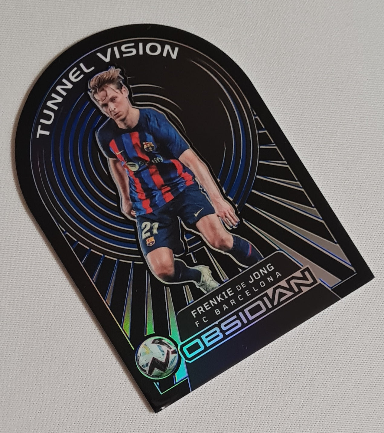 Frenkie de Jong - 2022/23 Panini Obsidian - Tunnel Vision - Soccer FC Barcelona #6 Die Cut Etch Blue /20