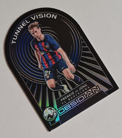 Frenkie de Jong - 2022/23 Panini Obsidian - Tunnel Vision - Soccer FC Barcelona #6 Die Cut Etch Blue /20