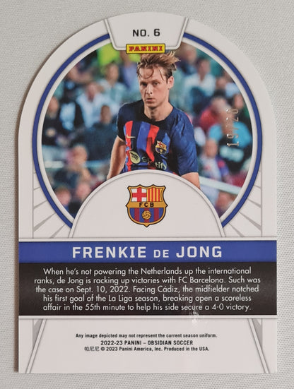 Frenkie de Jong - 2022/23 Panini Obsidian - Tunnel Vision - Soccer FC Barcelona #6 Die Cut Etch Blue /20