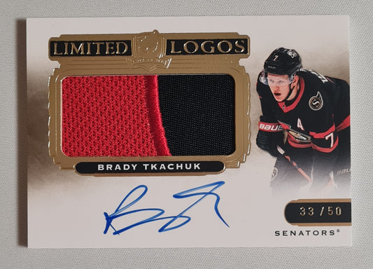 Brady Tkachuk - 2020/21 Upper Deck - The Cup Hockey - Limited Logos - #LL-BT NHL Senators /Patch /50 on card Autograph!