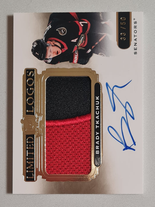 Brady Tkachuk - 2020/21 Upper Deck - The Cup Hockey - Limited Logos - #LL-BT NHL Senators /Patch /50 on card Autograph!