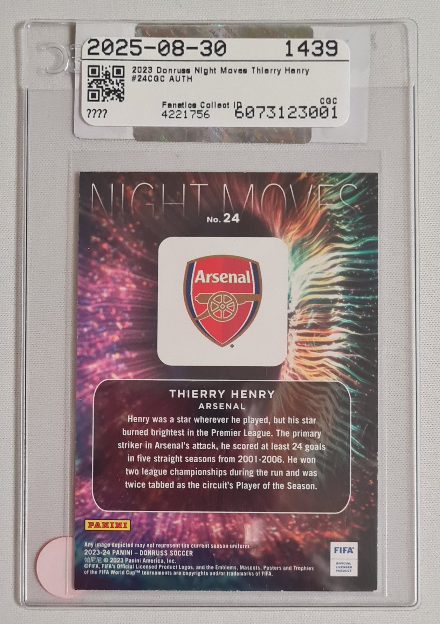 Thierry Henry - 2023/24 Panini Donruss FIFA Soccer - Night Moves - #24 Certified Authentic