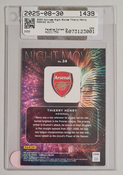 Thierry Henry - 2023/24 Panini Donruss FIFA Soccer - Night Moves - #24 Certified Authentic
