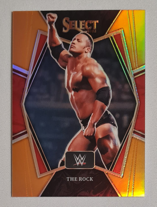 The Rock - 2022 Panini Select WWE Wrestling Legends #162 Premier Level Orange Prizm /35